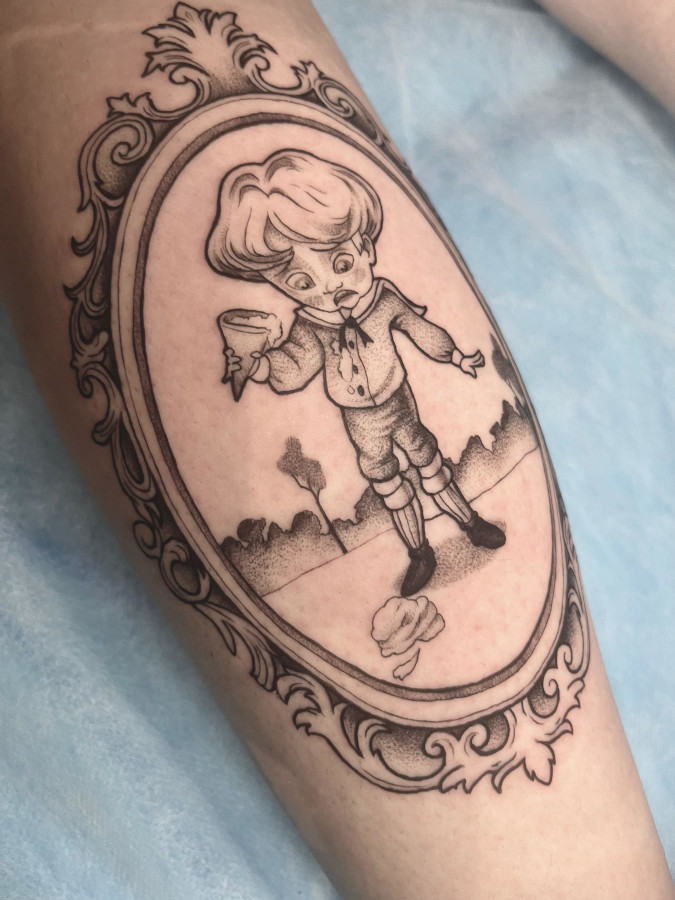 tatuaje de niño con helado
