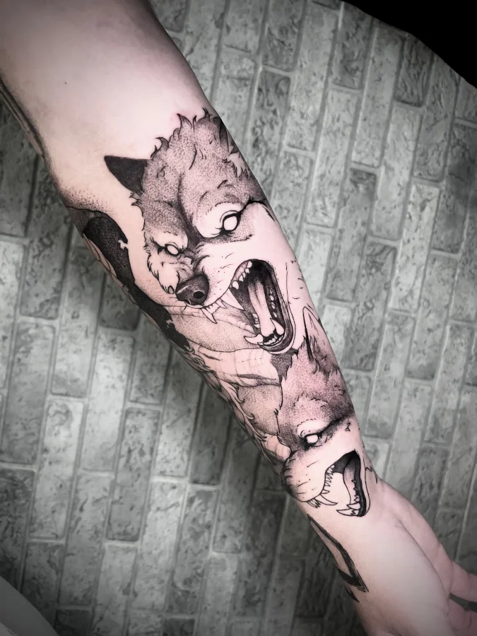 tatuaje de un lobo